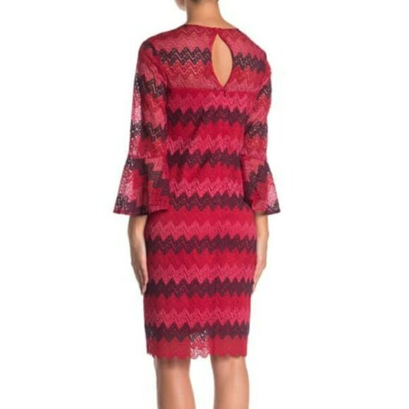 NWT TRINA TRINA TURK Lovey Bell Sleeves Chevron Print Party Mini Dress - Picture 3 of 8